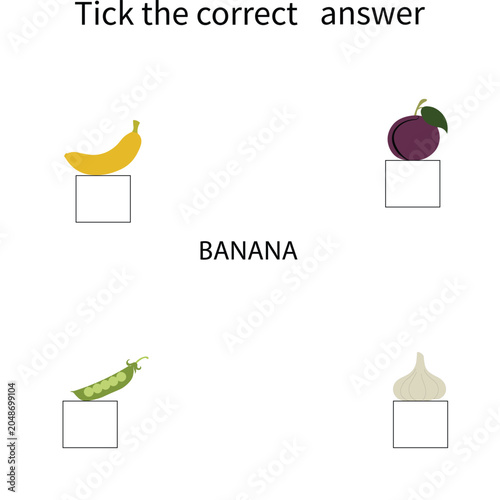 Educational Fruits and Vegetables Spelling and Color Matching Worksheet