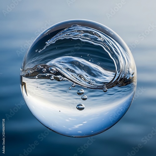 Close Up Water Droplet Creating Ripple Effect.