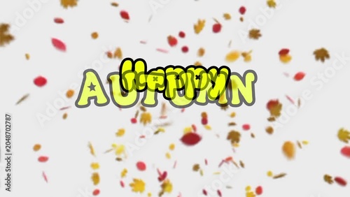 autumn background with text and falling leaves