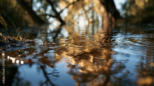 Water Surface Reflection of Trees Gentle Ripples