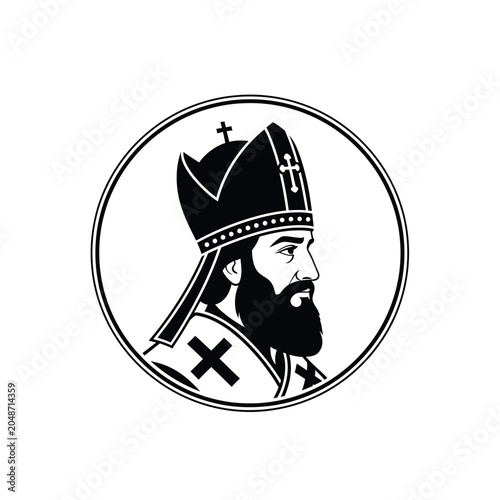 Schilderij op canvas Orthodox Christian Bishop Portrait Emblem.