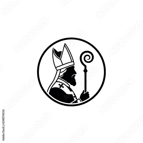 Bild auf Leinwand Silhouette of a Bishop in a Circle.