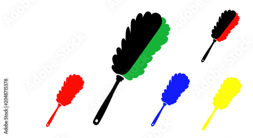 Obraz na płótnie Colorful feather dusters for cleaning, isolated on white background