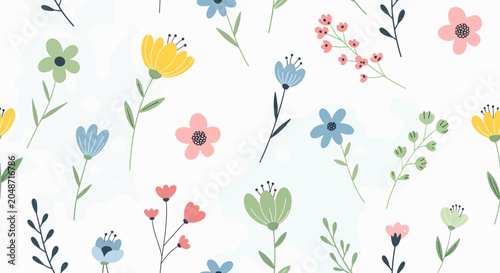 Quadro em tela Stylish floral design showcasing elegant blooms and decorative leaves in endless
