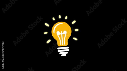 lightbulb idea lamp animation light bulb idea shining think find idea on black background. Idea symbol. Electric lamp, light, innovation, solution, creative thinking