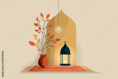 Lantern and Vase on a Prayer Mat