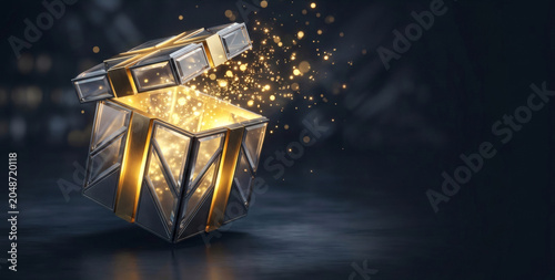 Elegant Gift Box With Sparkling Lights And Unique Design Inside