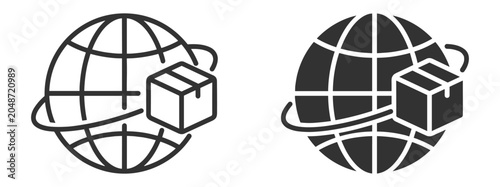 Foto Global shipping icon collection, international delivery, logistics and cargo tra