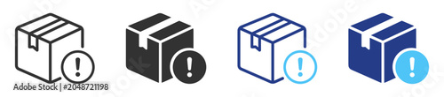 Vászonkép Package warning and delivery alert icons, shipping, logistics and shipment statu