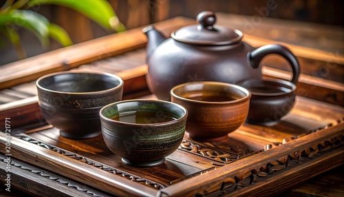 Traditional coffee brewing setup with metal pots.