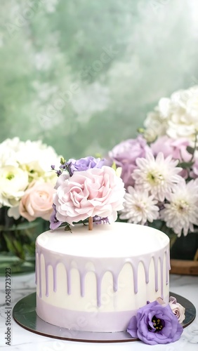 Vintage floral teacup with blooms on saucer.