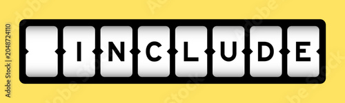 Obraz na plátne Black color in word include on slot banner with yellow color background