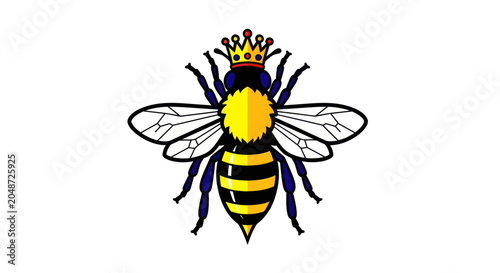 Majestic Queen Bee with Crown Illustration