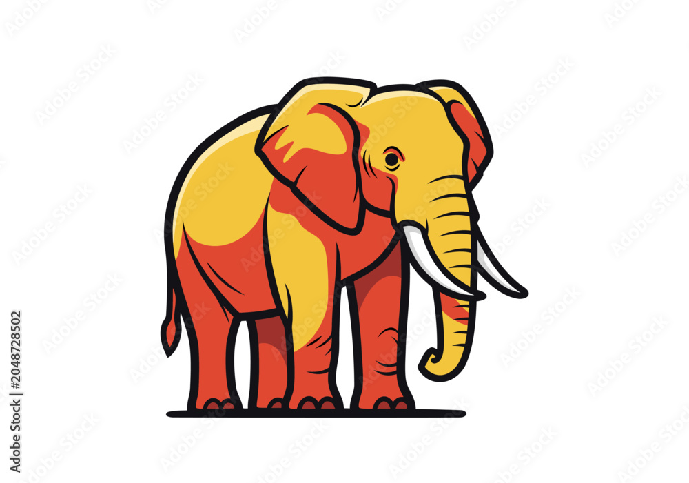Fototapeta premium Majestic Elephant Vector Illustration with Vibrant Colors - A Symbol of Strength and Wisdom