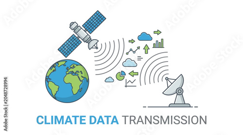 Bild auf Leinwand Satellite Communicating Climate Data Globally.