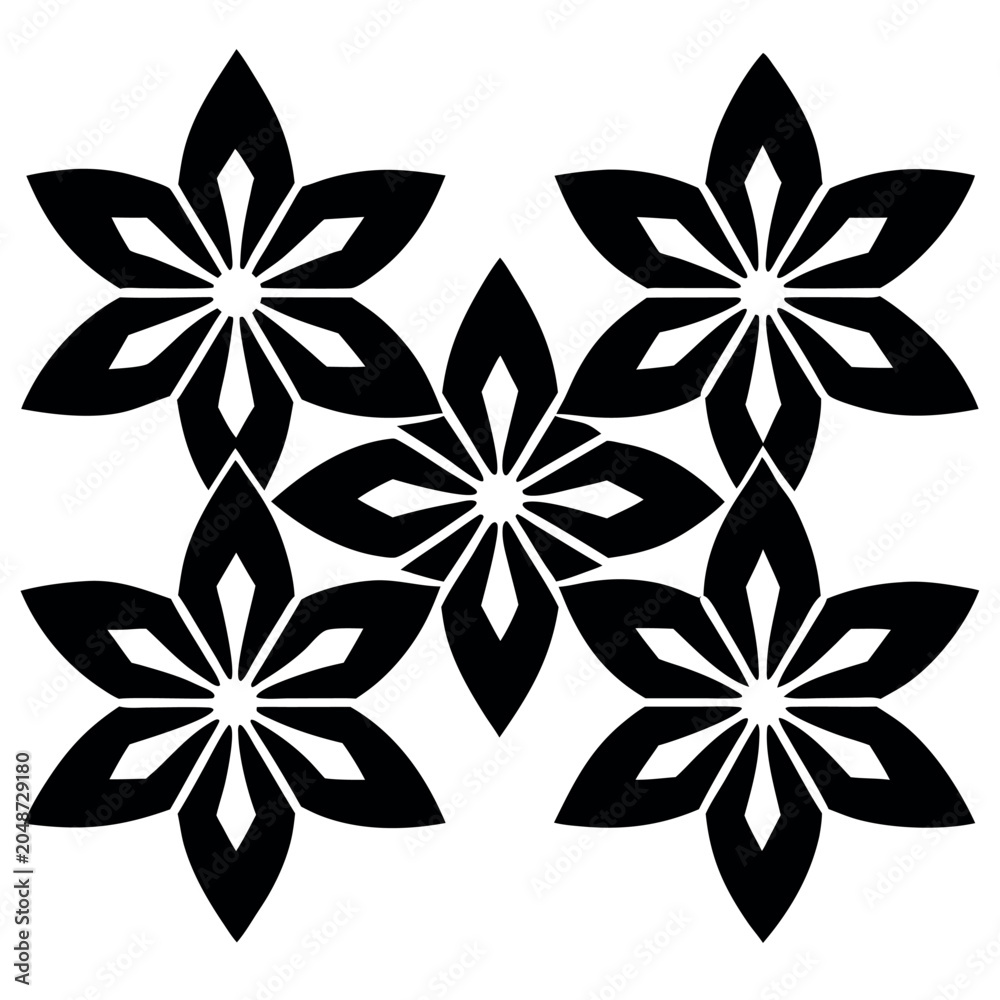 Obraz premium A vector-graphic-featuring-six-stylized-flower 