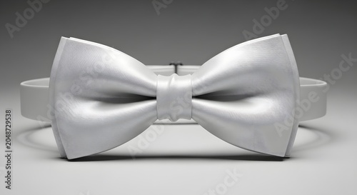 Elegant White Silk Bow Tie Isolated on Neutral Background for Formal Wear and Wedding Attire