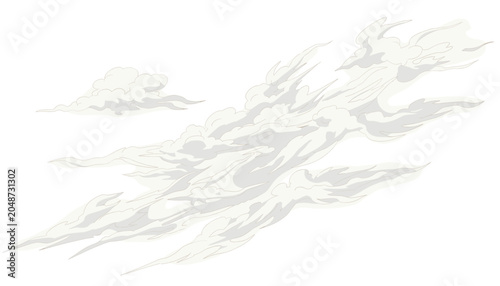Bild auf Leinwand Abstract depiction of swirling white smoke or clouds against a white background
