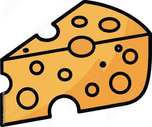 cartoon cheese wedge with holes on transparent background