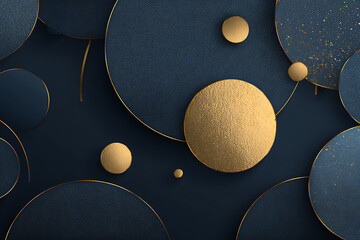 Abstract dark blue and gold background with circle