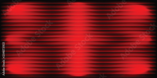 Abstract modern geometric background with red horizontal lines and glowing spot lights for technology presentation banner.