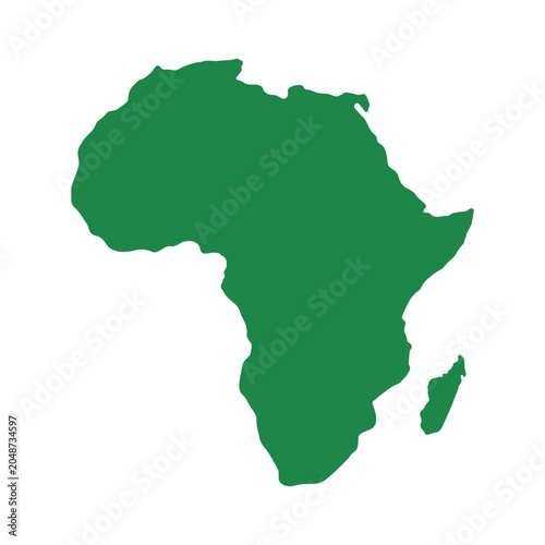 Bild auf Leinwand Green Silhouette of the African Continent and Madagascar Juneteenth