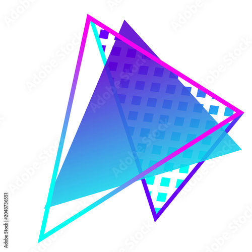Abstract 80s Retro Neon Pop Art Memphis Geometric Shapes Triangle patterns futuristic synthwave style.