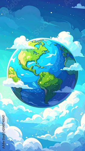 Blue planet Earth with white cloud formations.