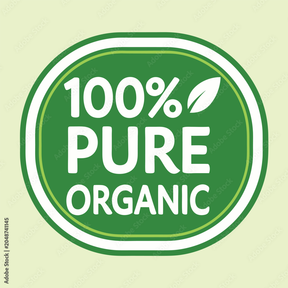 Naklejka premium Green organic logo leaf-icon white-text 