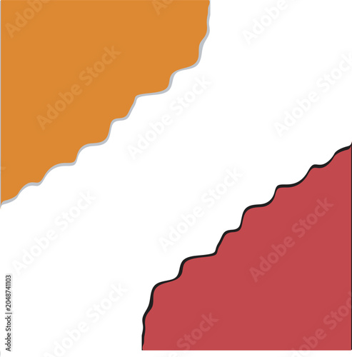 Abstract Torn Paper Edges with Orange and Red Colors 