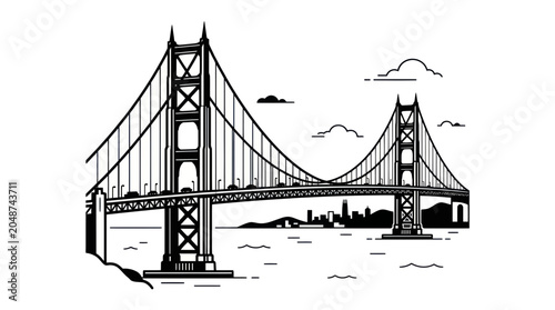 Golden Gate Bridge Illustration - San Francisco Landmark