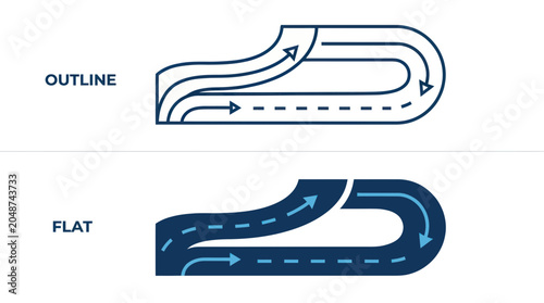 Quadro su tela Road Intersection Design: Outline vs Flat Styles