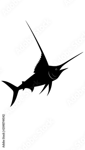 Black crow flying silhouette against white background.