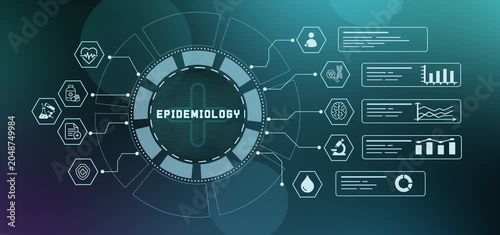Epidemiology monitoring dashboard mapping infectious disease outbreaks and public health transmission data.