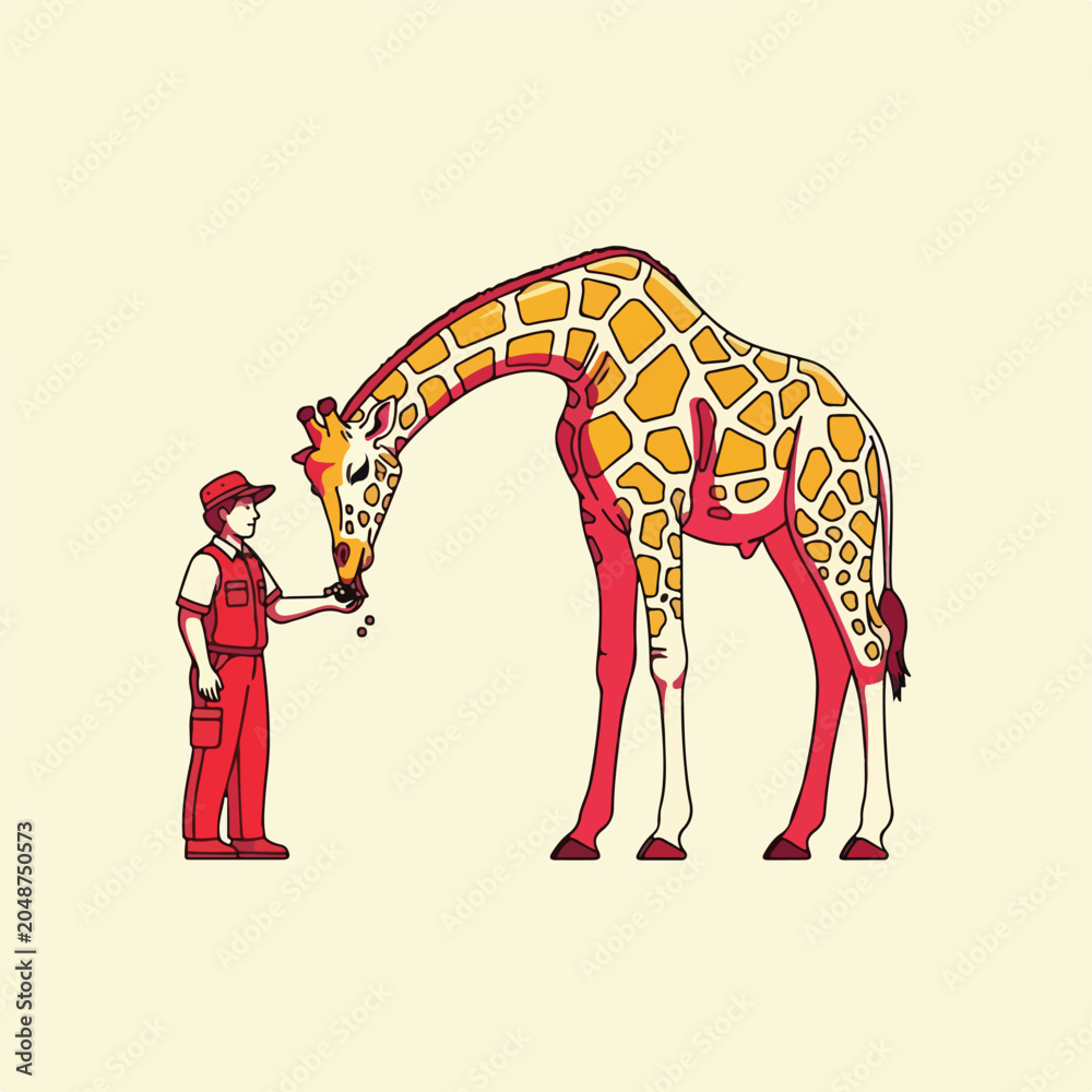 Obraz premium Person feeding a tall giraffe