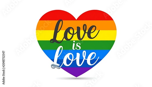 Colorful heart shaped love is love graphic.