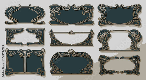 Art Nouveau Ornate Frames Set - Vintage Decorative Borders