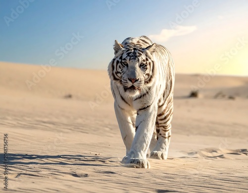 Giraffe standing on sandy terrain in natural habitat.