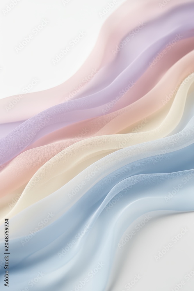Obraz premium Abstract pastel waves flowing in layered curved ribbons across soft background
