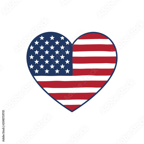Hand-drawn USA Flag Heart