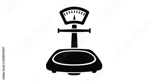 Bild auf Leinwand Bathroom scale in black silhouette against a white background silhouette weighin
