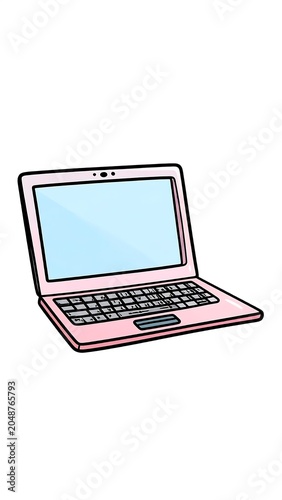 Open silver laptop on white background.