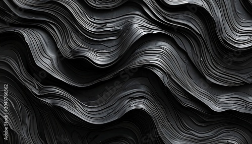 Abstract black and white swirling fabric texture.