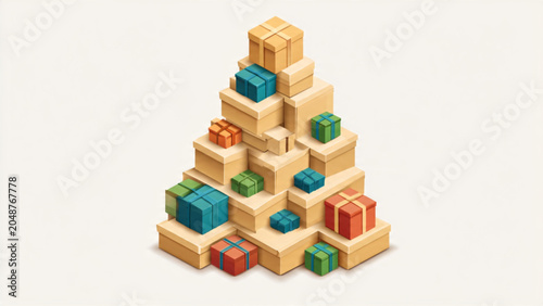 Colorful Wooden Blocks Forming Pyramid Structure for Kids Play and Educational Activities