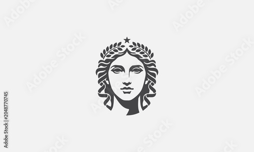 Greek Goddess Minimal Logo, Greek Beauty Logo, Greek Goddess Vector, Greek Goddess Illustration, Greek Goddess Silhouette, Beauty, Skincare, Elegant, Luxury, Feminine, Hera, Athena