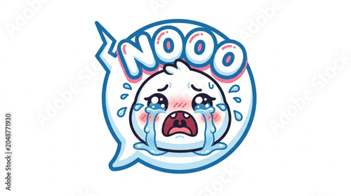 Cuadro en lienzo Cute cartoon character crying loudly with word nooo.