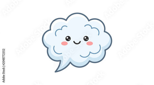 Cute cartoon cloud with happy face and blush cheeks.