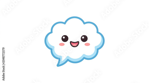 Cute cartoon cloud with happy face and blush.