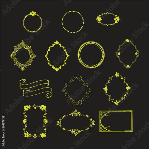 Golden Ornate Frames Collection Vector Illustration frame