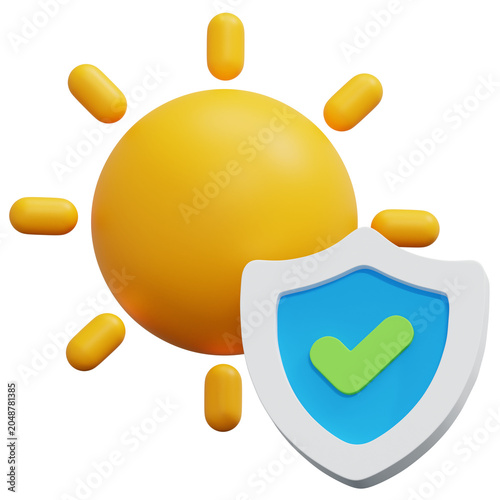 3D Sun Protection Verified Shield Icon